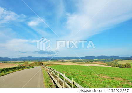 北海道秋天的藍天和美麗的風景 北海道秋天的藍天和美麗的風景 133922787