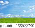北海道夏日藍天與清新綠草甸風光 133922790
