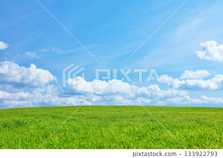 Hokkaido summer blue sky and fresh green meadow scenery Hokkaido summer blue sky and fresh green meadow scenery 133922793