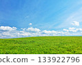 北海道夏日藍天與清新綠草甸風光 133922796