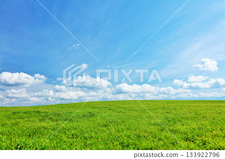 Hokkaido summer blue sky and fresh green meadow scenery 133922796
