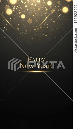 精美的新年賀卡，適用於智慧型手機，帶有金色燈光和夜空圖案。 133922992