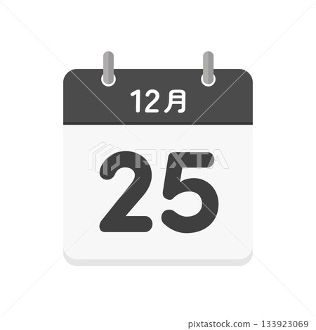 December 25th daily calendar icon - 12/25 Christmas day Japanese calendar illustration material 133923069