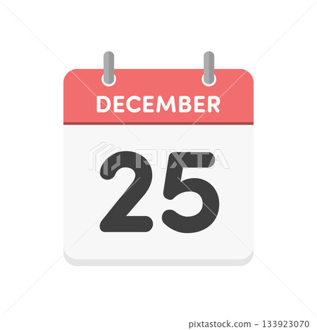 December 25th - Christmas Day English Calendar Icon 133923070