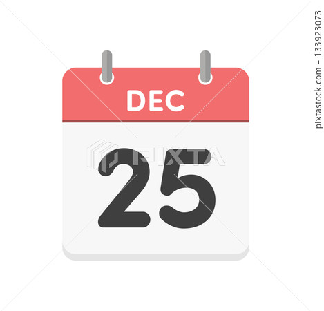 December 25th/DEC 25 daily calendar icon - Christmas day English calendar illustration December 25th/DEC 25 daily calendar icon - Christmas day English calendar illustration 133923073