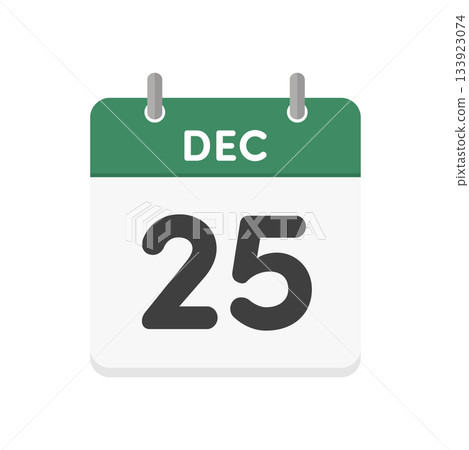 December 25th/DEC 25 daily calendar icon - Christmas day English calendar illustration December 25th/DEC 25 daily calendar icon - Christmas day English calendar illustration 133923074