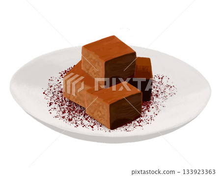 Raw chocolate (with cocoa powder) with plate 133923363
