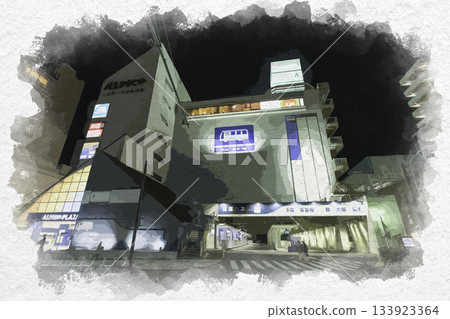 Watercolor style Matsumoto Alpico Transportation Bus Terminal Building, Matsumoto City, Nagano Prefecture Watercolor style Matsumoto Alpico Transportation Bus Terminal Building, Matsumoto City, Nagano Prefecture 133923364