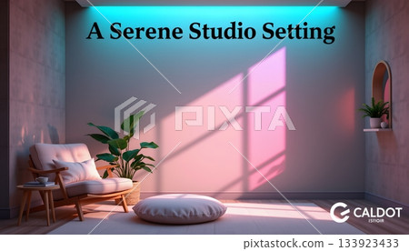 A well lit interior space featuring a serene studio setting A well lit interior space featuring a serene studio setting 133923433