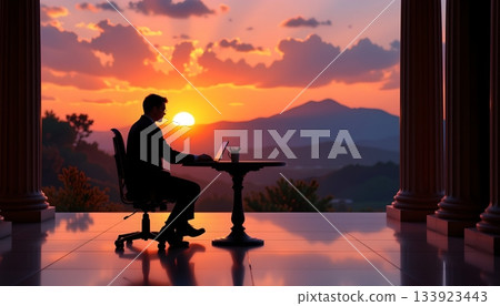 A professional setting at sunset A professional setting at sunset 133923443