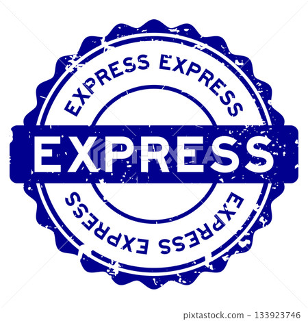 Grunge blue express word round rubber seal stamp on white background Grunge blue express word round rubber seal stamp on white background 133923746