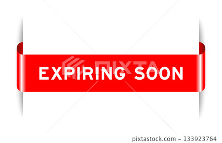 Red color inserted label banner with word expiring soon on white background Red color inserted label banner with word expiring soon on white background 133923764