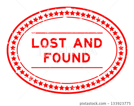Grunge red lost and found word oval rubber seal stamp on white background Grunge red lost and found word oval rubber seal stamp on white background 133923775