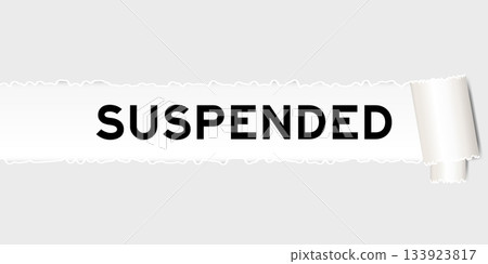 Ripped gray paper background that have word suspended under torn part 133923817