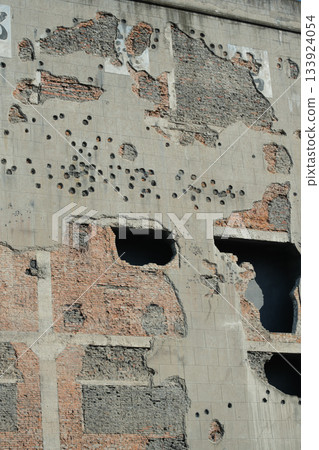 上海四行倉庫彈孔密布的外牆 133924054