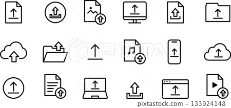 用於上傳的可編輯線條圖示集 133924148