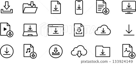Editable line icon set for downloading 133924149