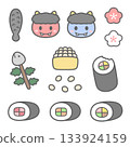 Cute setsubun illustration set 133924159