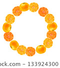 Mandarin orange fruit frame watercolor illustration 133924300