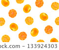 Mandarin orange fruit background pattern watercolor illustration 133924303