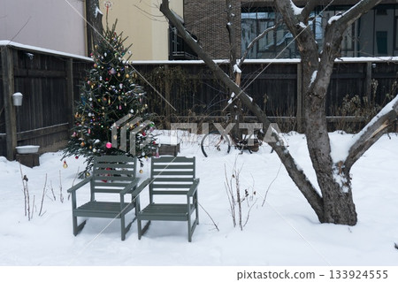 Winter Wonderland Scene with Fresh Snow on the Ground 133924555