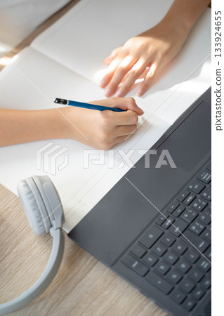Image of remote study/Studying with a PC and notebook Image of remote study/Studying with a PC and notebook 133924655