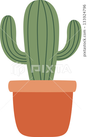 Cute Saguaro Cactus in Terracotta Pot Flat Design Illustration Cute Saguaro Cactus in Terracotta Pot Flat Design Illustration 133924796