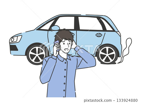 圖：一名男子因輪胎爆胎而呼救 133924880