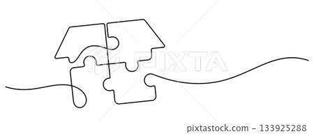 puzzle home icon shape continuous line drawing puzzle home icon shape continuous line drawing 133925288