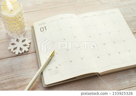 2026 Korean January Calendar with copy space 133925326