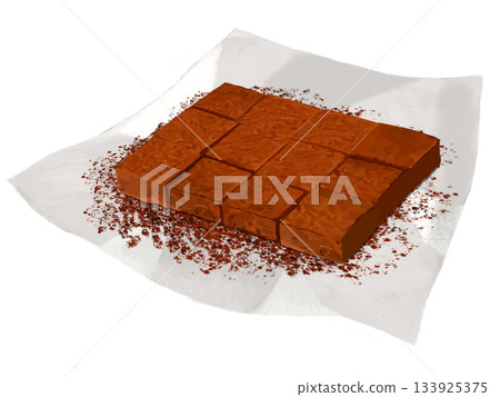 12 pieces of raw chocolate (with cocoa powder) with paper liner 133925375