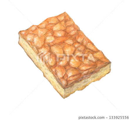 Florentine, a traditional French pastry, watercolor and colored pencil illustration 133925556