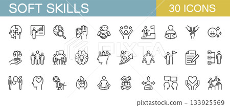 軟技能和業務線圖示集（溝通和團隊合作） 133925569