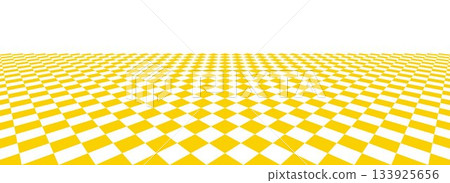 Golden checkerboard floor in perspective. Gold retro horizontal chess board grid plane surface. Abstract checkered tile pattern background. Yellow empty room checker stage. Vector ballroom floor Golden checkerboard floor in perspective. Gold retro horizontal chess board grid plane surface. Abstract checkered tile pattern background. Yellow empty room checker stage. Vector ballroom floor 133925656