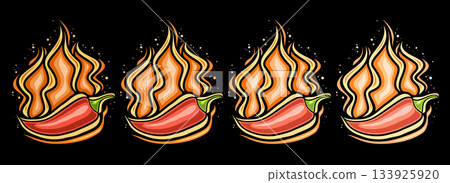 Vector Flaming Chili Pepper Set Vector Flaming Chili Pepper Set 133925920