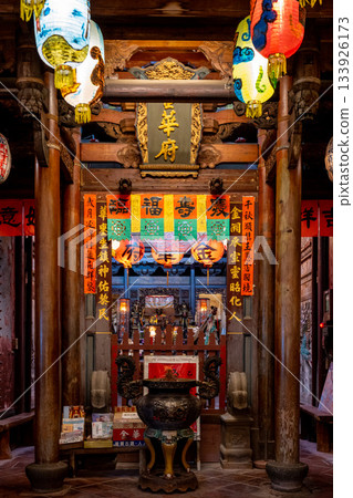 Ainan City, Taiwan – June 29, 2025: Jinhua Temple, located on Shennong Street, is a historic temple with traditional architectural style. Ainan City, Taiwan – June 29, 2025: Jinhua Temple, located on Shennong Street, is a historic temple with traditional architectural style. 133926173