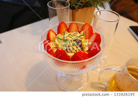 korea cafe strawberry dessert yogurt creamcheese 133926195