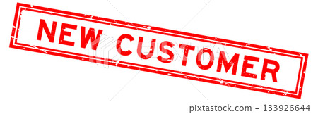 Grunge red new customer word square rubber seal stamp on white background Grunge red new customer word square rubber seal stamp on white background 133926644