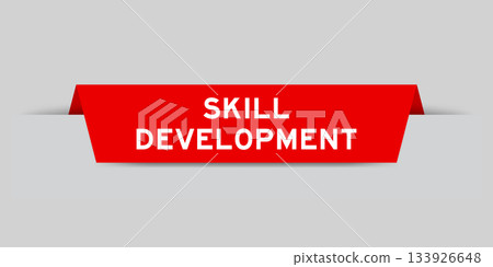 Red color inserted label with word sill development on gray background 133926648
