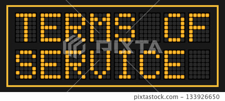 Orange color led banner in word terms of service on black background 133926650