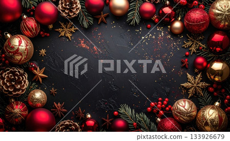 AI圖像：聖誕裝飾框架材質 133926679