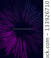 Abstract neon blue and purple ligh curve glowing dot pattern on dark background. 133926710