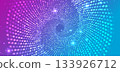 Square pattern swirl glowin lines on blue and pink background. 133926712