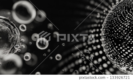 Abstract digital space visual with floating spheres and particles Abstract digital space visual with floating spheres and particles 133926721