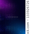 Abstract neon blue and purple light glowing vertical square pattern on dark background. 133926726