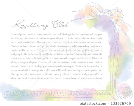 This is a single stroke illustration of hands knitting with knitting needles. It is 4:3 size and can be used in PowerPoint. 133926769