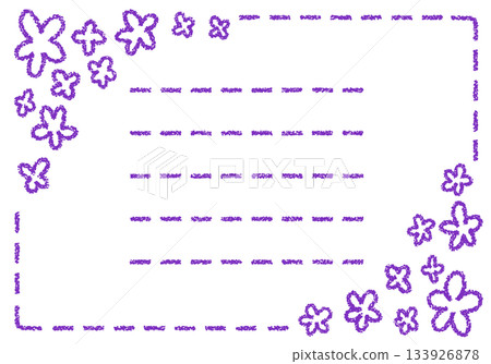 Hand-drawn crayon background, floral frame, card Hand-drawn crayon background, floral frame, card 133926878