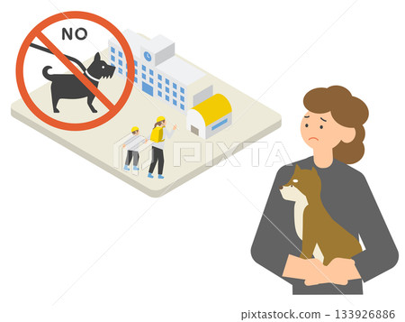 一位女士擔心如何疏散她的寵物 133926886