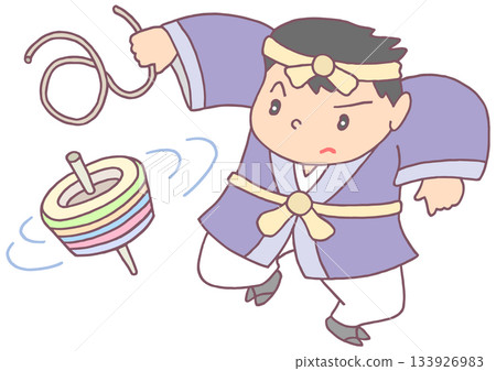 New Year's Cards - Spinning Tops, Japanese Tops, New Year's Games 133926983