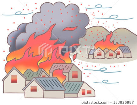 火災事故示意圖－火災、大火、火花、飛濺的火花 133926997